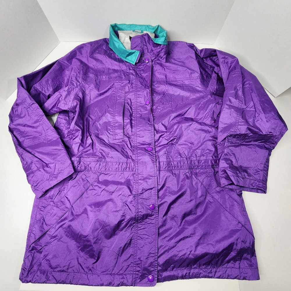 Vintage EDDIE BAUER Jacket Womens Lrg Purple Gore-Tex Hooded Windbreaker Rain
